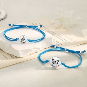 Pulsera personalizada, conjunto de pulseras para madre e hija, nombre personalizado, pulsera de mariposa, regalo a juego para mamá y para mí, regalo de cumpleaños para sus niñas