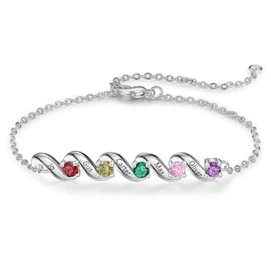 Custom Birthstone Bracelet for Mom,Personalized 2-5 Names Family Friendship Bracelets Gift for Friend Her Mother,Birthstone Jewelry