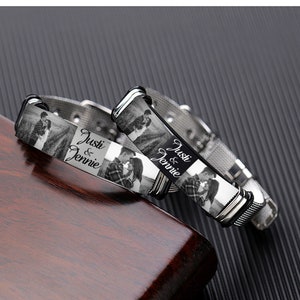 Pulsera con foto personalizada con nombre, pulsera con imagen de correa ajustable, regalos personalizados para el día del padre para hombres