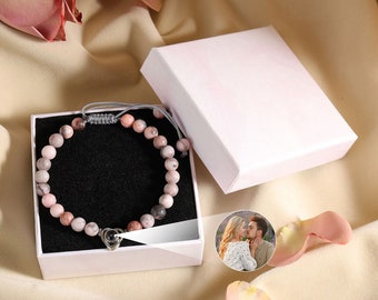 Bracciale con proiezione personalizzata per foto per mamma, braccialetto con perline retrattile per donna Bracciale con immagine commemorativa personalizzata, regalo per la festa della mamma