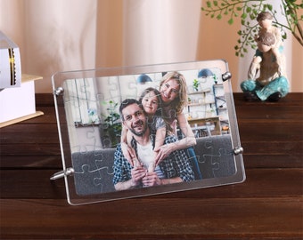 Marco de rectángulos de rompecabezas de fotos personalizado, marco acrílico de rompecabezas de imágenes con pantalla extraíble, regalos personalizados, regalo del Día del Padre