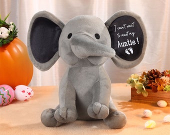 Regalo personalizado para bebés nuevos, regalo de animales de peluche, regalo de baby shower, regalo para recién nacidos, nombre personalizado de nacimiento, elefante, recuerdo del bebé