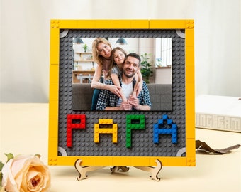 Bloc de construction photo personnalisé personnalisé pour papa, ornement de bloc d'image de puzzle avec support, cadeaux de famille pour papa, cadeau de fête des pères