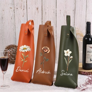 Engraved Wine Tote Bag, Personalized Name Wine Bag, Wine Holder Case, Gifts for Wine Lovers, Wedding Bridesmaids Gift, Wine Accessories