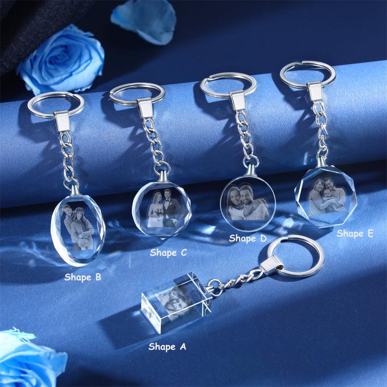 Personalized 2D Crystal Keychain Heart, Crystal Keychain With Custom ...