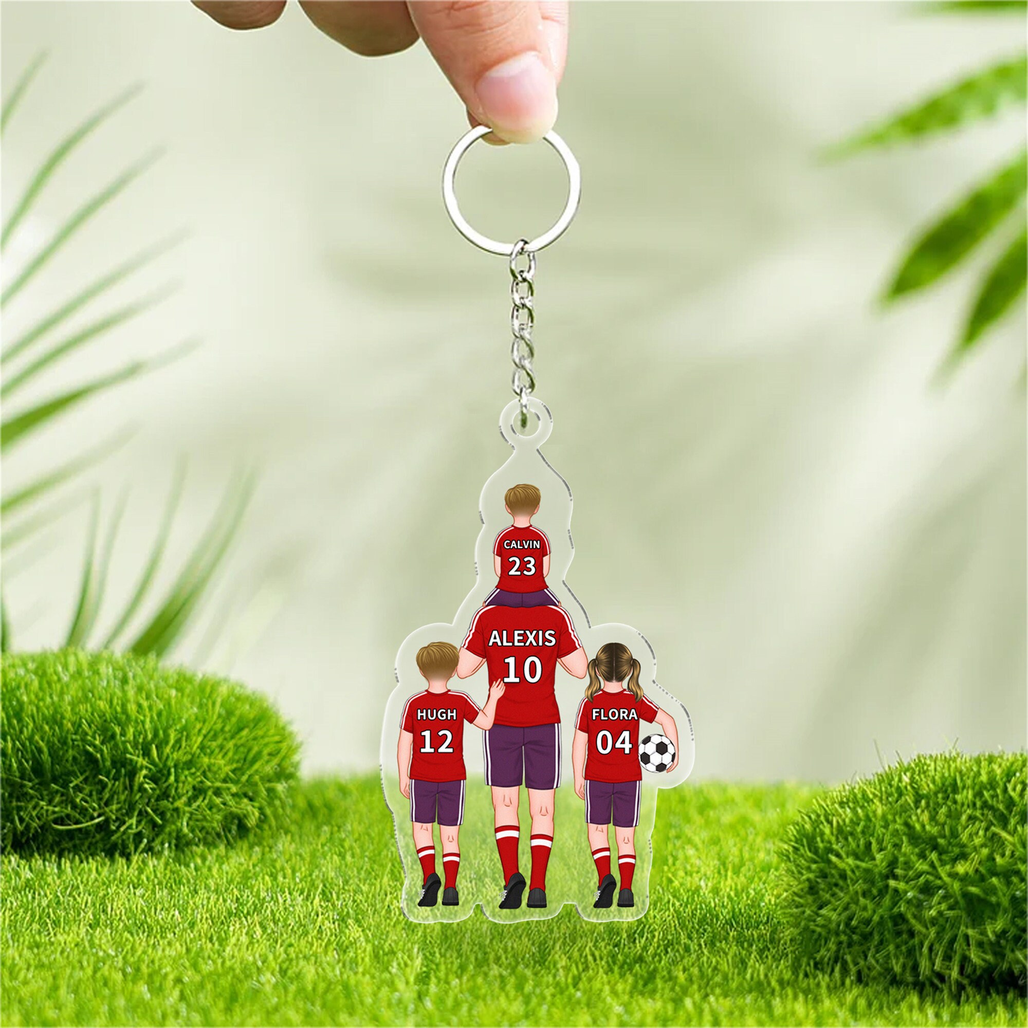 Personalized Soccer Jersey Keychain for Dad, Customized Names & Numbers ...