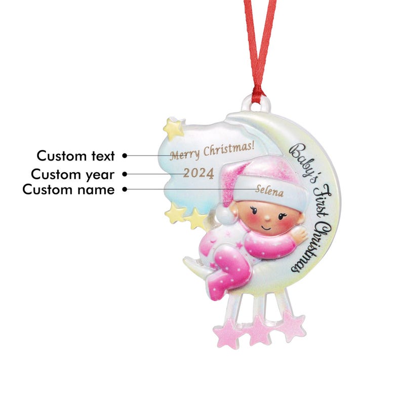 Baby's First Christmas Ornament, Custom Newborn Gift, Baby Name, Baby