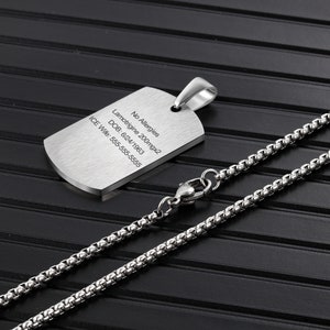 Collier d'alerte médicale personnalisé pour homme, femme, étiquette d'identification médicale gravée en acier inoxydable, collier d'alerte médicale d'urgence pour homme image 4