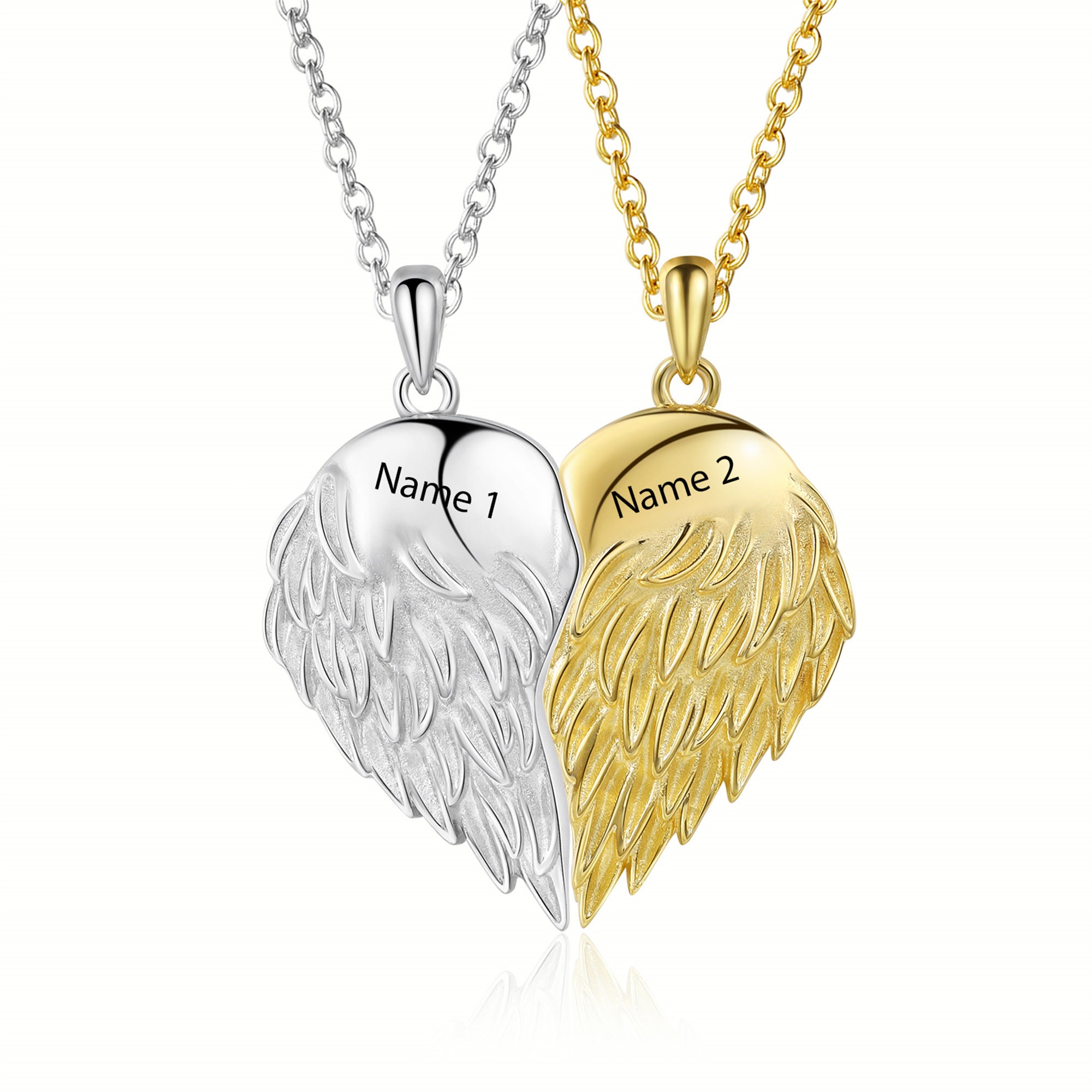 Double Angel Wing Necklace Matching Set Couples Necklace