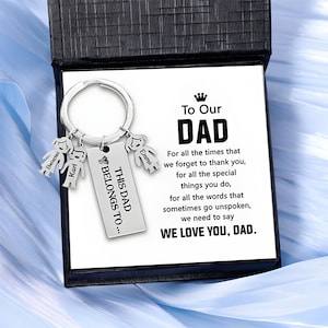 Custom 1-5 Names Keychain Set for Dad , "This Dad belongs to..." Kids Charm Keyring Personalized Gifts for Him,Husband,Father's Day Gift