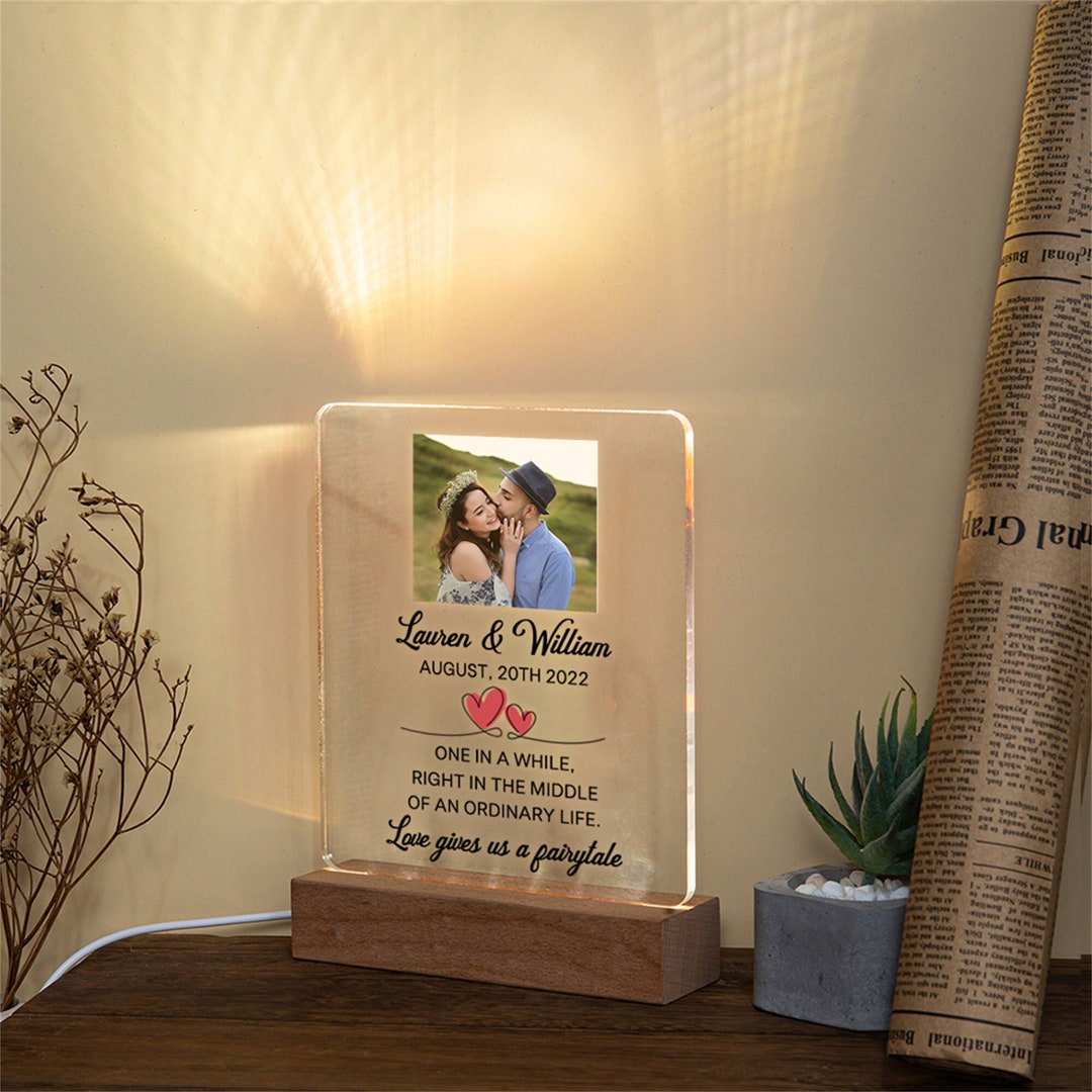 Personalized LED Photo Night Light,custom Lamp Picture Frame Glass Art