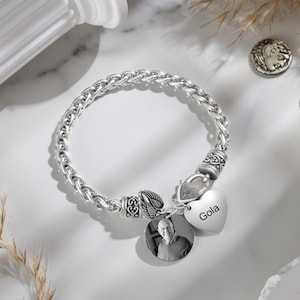 Pulseiras de memória de imagem personalizadas para mamãe e papai, pulseira de foto personalizada para a perda de um ente querido, pulseira de pingente de lembrança memorial com asas
