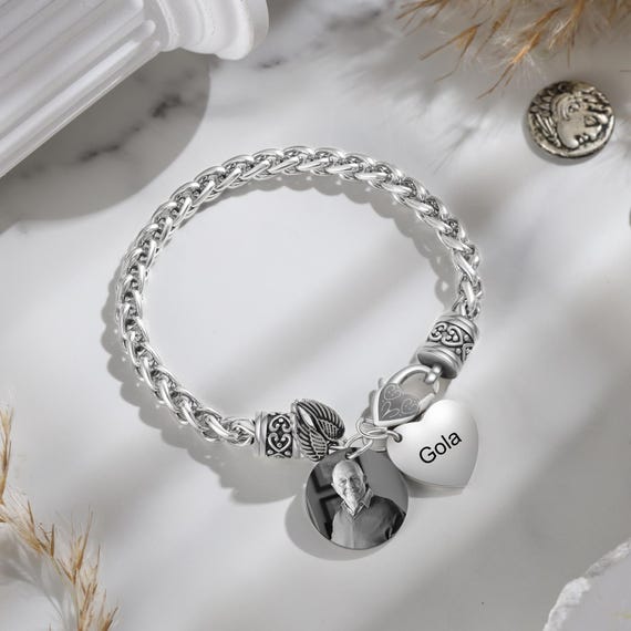 Bracciale con proiezione fotografica personalizzata a forma di cuore
