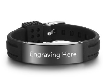Custom Text Bracelet for Men Women Waterproof ID Silicone Bracelets for Adult Personalized Gifts for Him