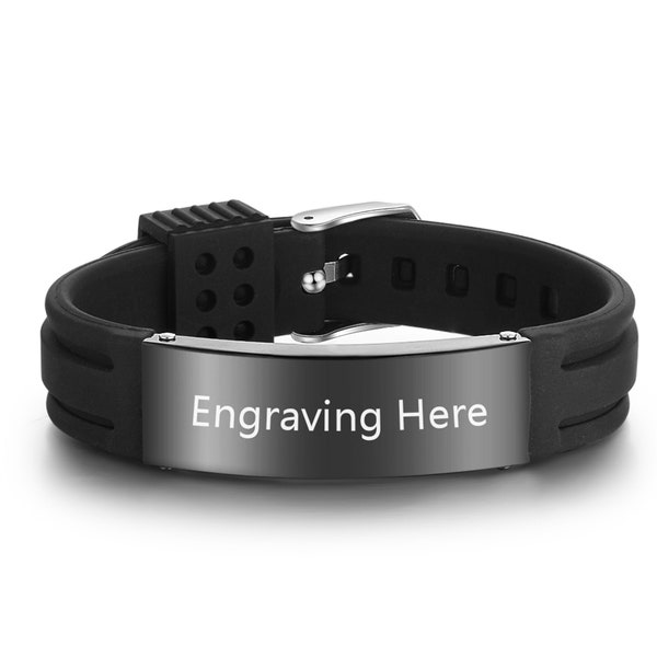 Bracelet avec texte personnalisé pour homme, femme, bracelets en silicone étanches pour adulte, cadeaux personnalisés pour lui