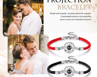 Svyqwmz Bracciale con proiezione di foto personalizzato Bracciali rotondi personalizzati con foto all'interno Regalo commemorativo per donne uomini coppia famiglia amico