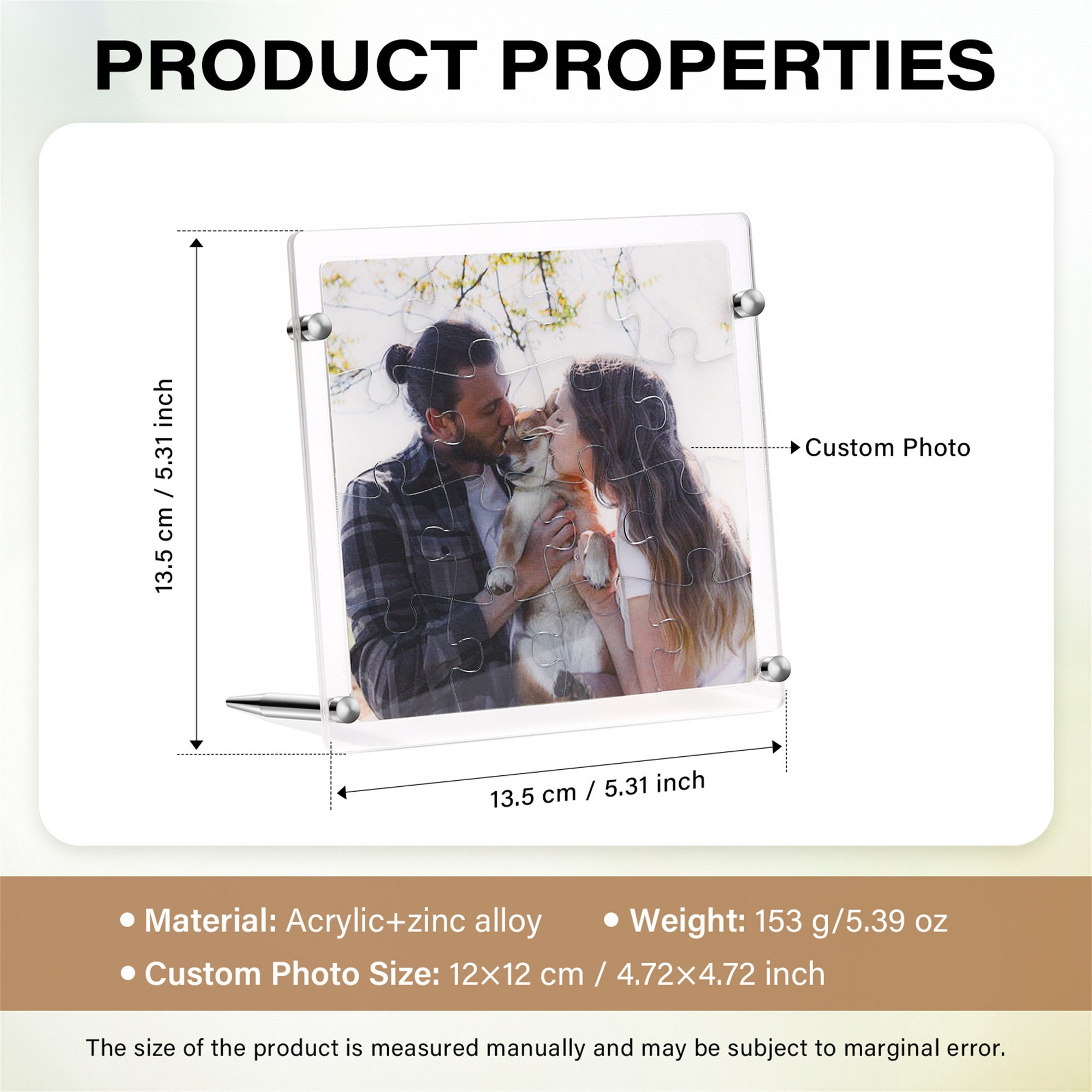 Personalized Custom Photos Jigsaw Puzzle Frame, Picture Puzzle Acrylic Frame with Stand Removable, Gifts for Him, Father&#39;s Day Gift