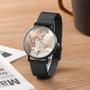 Personligt fotoarmbandsur för kvinnor, roséguldklocka med graverad text för henne, fotoklocka med jubileumspresenter till fru, till vän bild 6