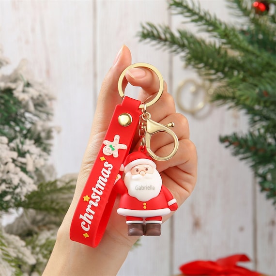 Custom Name Christmas Keychain,engraved Family Name Keyring, Santa