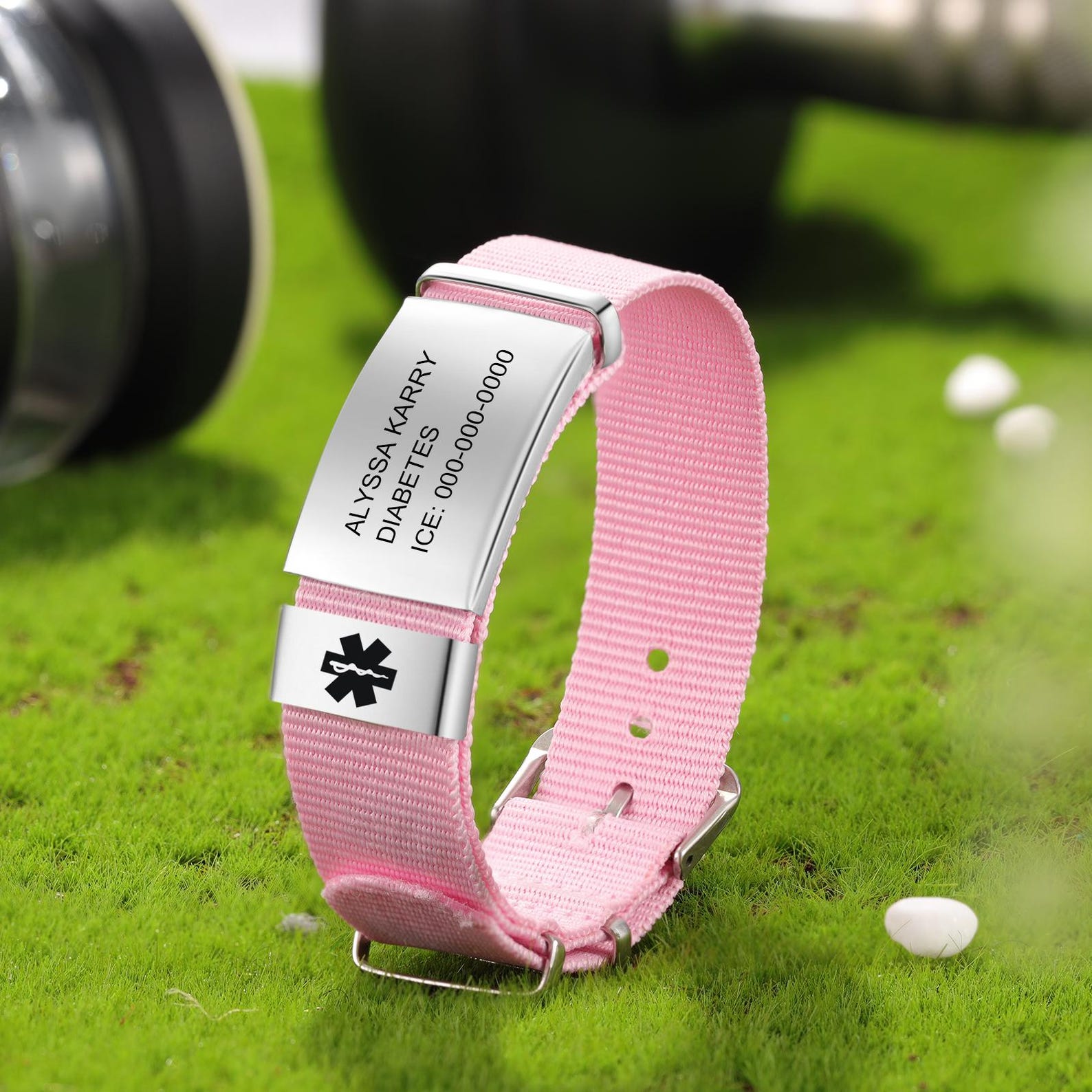 Emergency ID Nylon Bracelet for Women Custom Medical Alert Bracelet ...