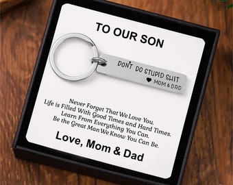 Don't Do Stupid, Personalized Keychain for Kids, Son, Daughter Custom Keyring, Keychain Gift Ideas,Christmas Gift for Children