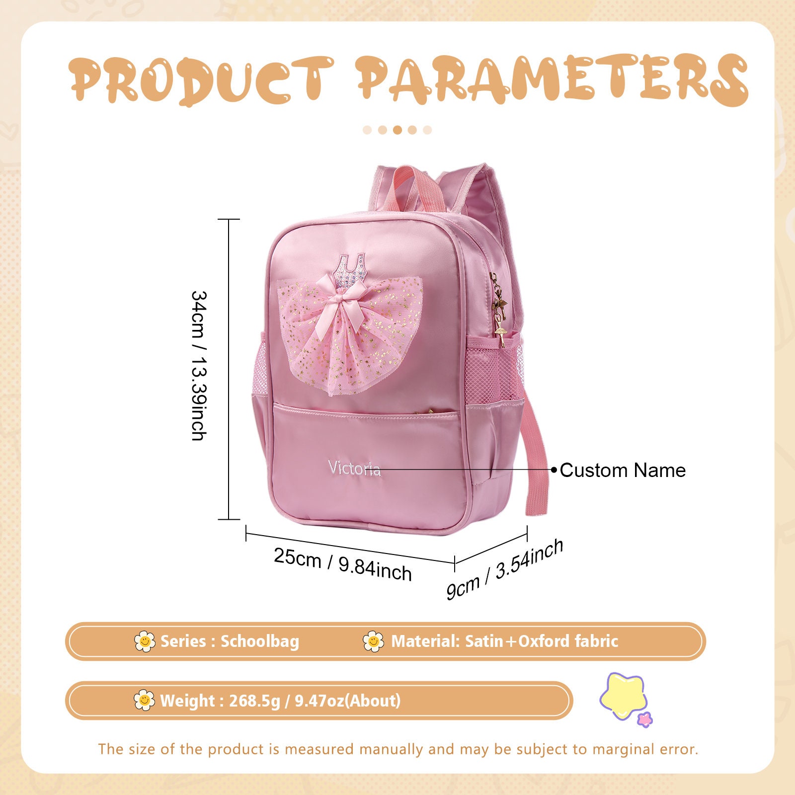 Personalized Name Bag Backpack for Little Girls Custom Dance Backpack Ballerina Dance Bag Gift for Daughter Granddaughter Back to School