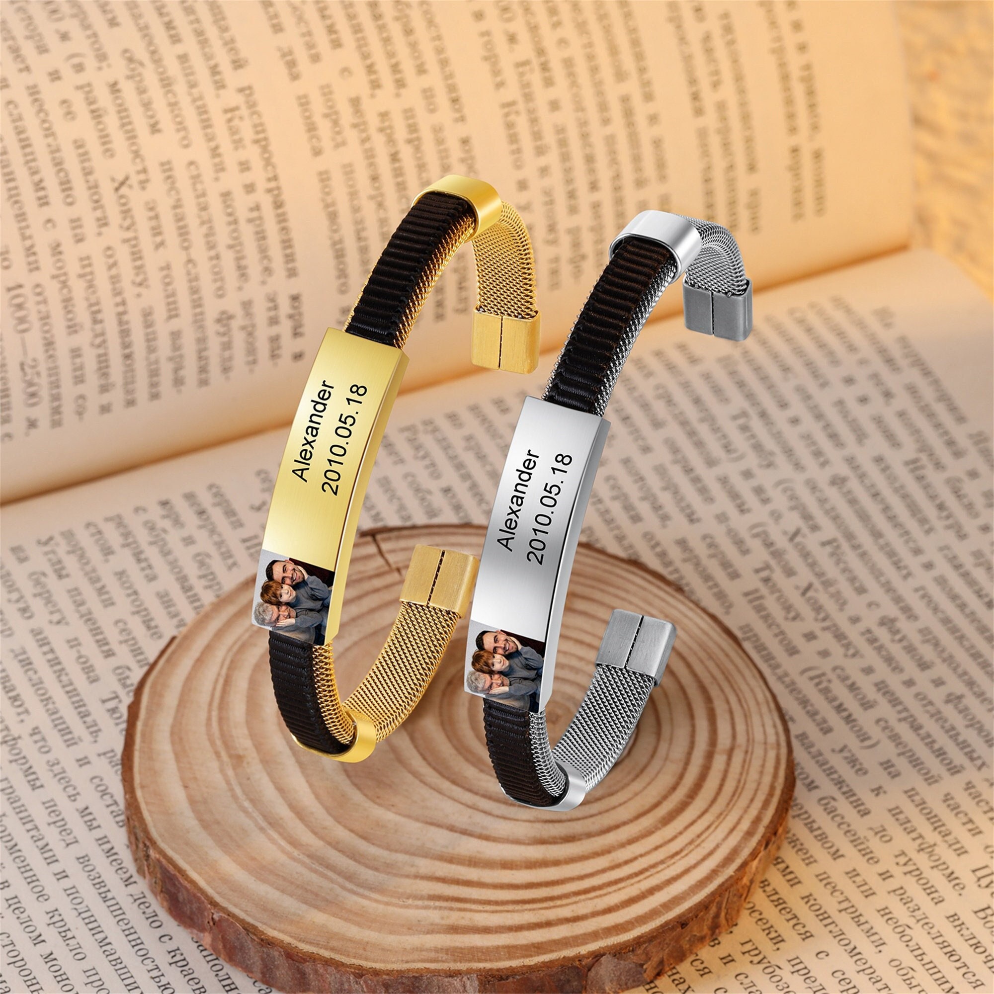 gorm Bracciale Personalizzabile,bracciale Con Foto Dentro,bracciale Con Foto Personalizzata,foto,bracciale Con Foto,bracciali Personalizzati,braccialetto Con Foto Proiettata (Black BK,One size