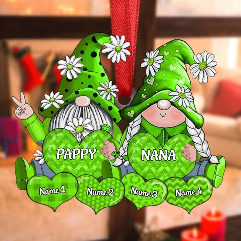 Personalized Gnome Christmas Ornament, Family Names Ornaments