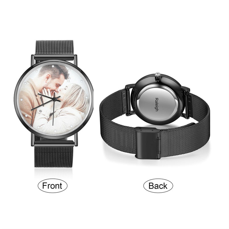 Personligt fotoarmbandsur för kvinnor, roséguldklocka med graverad text för henne, fotoklocka med jubileumspresenter till fru, till vän bild 9
