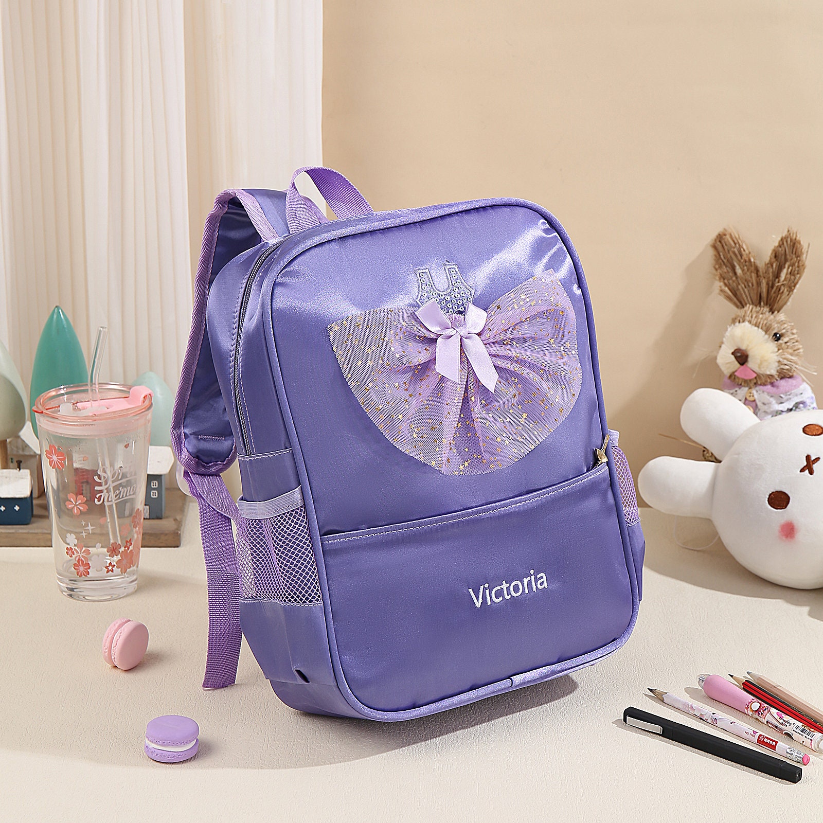 Personalized Name Bag Backpack for Little Girls Custom Dance Backpack Ballerina Dance Bag Gift for Daughter Granddaughter Back to School