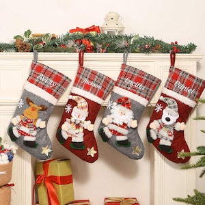 Christmas Stocking Gift, Personalized 3D Christmas Stocking With Name, Family Holiday Stockings, Embroidered Name Stockings, Christmas Decor
