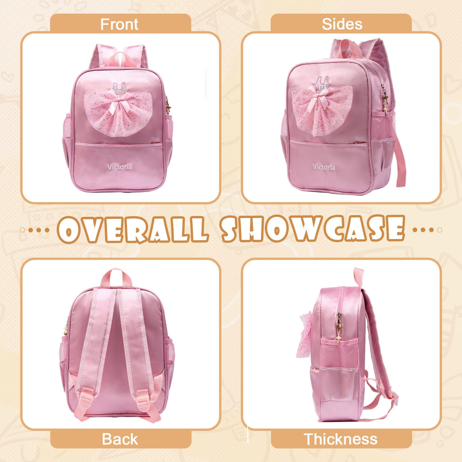 Personalized Name Bag Backpack for Little Girls Custom Dance Backpack Ballerina Dance Bag Gift for Daughter Granddaughter Back to School