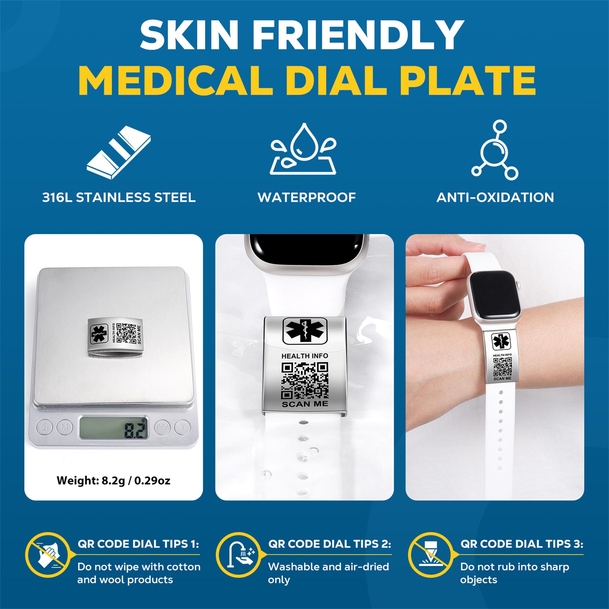 Medical QR Code Alert Tag for Watch Band, Allergy Tag, Emergency ...