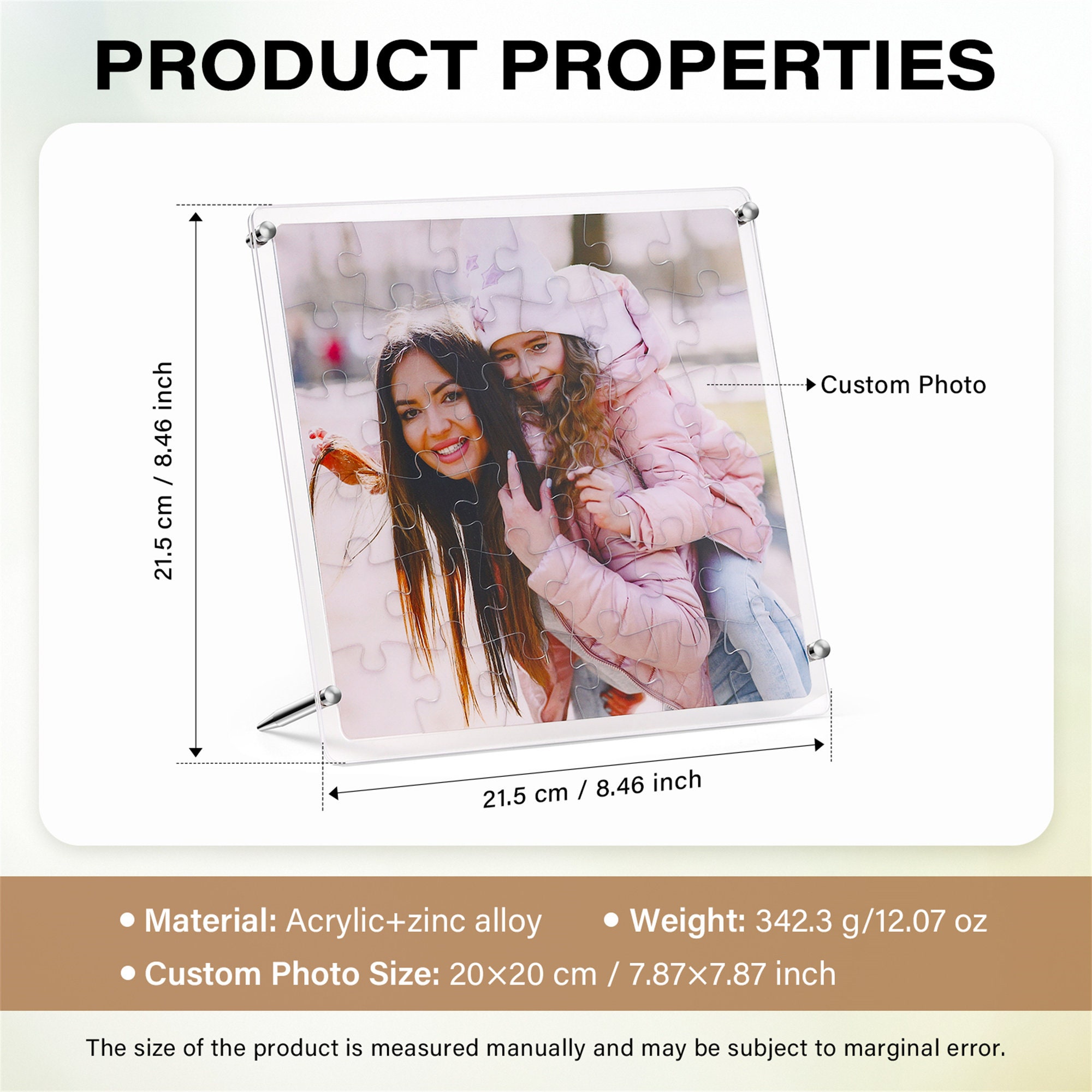 Personalized Custom Photos Jigsaw Puzzle Frame, Picture Puzzle Acrylic Frame with Stand Removable, Gifts for Him, Father&#39;s Day Gift