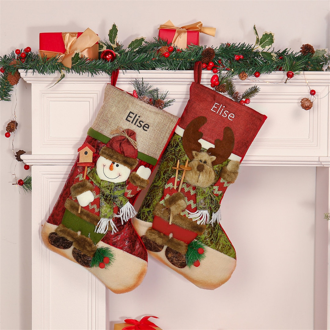 Personalized Family Christmas Stockings, 3D Christmas Stockings, 2023 Family Name Stockings