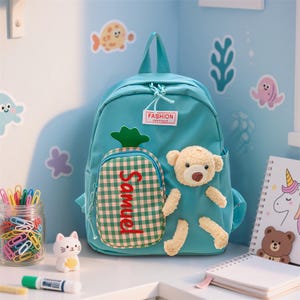 Sac à dos personnalisé pour enfant avec nom, sac à dos ours en peluche, cartable pour enfant, mini sac à dos pour enfant, cadeau pour tout-petit, cadeau pour garçon ou fille