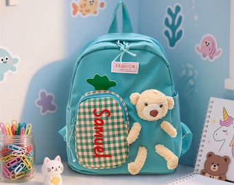 Custom Kids Backpack With Name, Teddy Bear Backpack, School Bag for Kids, Kids Mini Backpack, Gift for Boy Girls, Back to School Gift