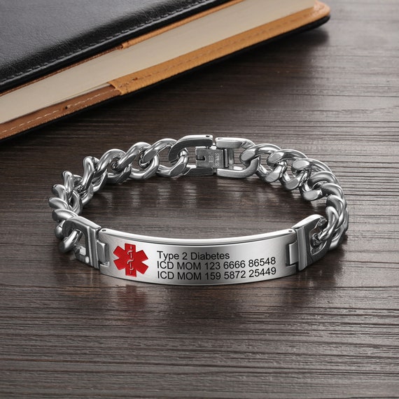 Medical Alert Bracelets with Red Caduceus Symbol