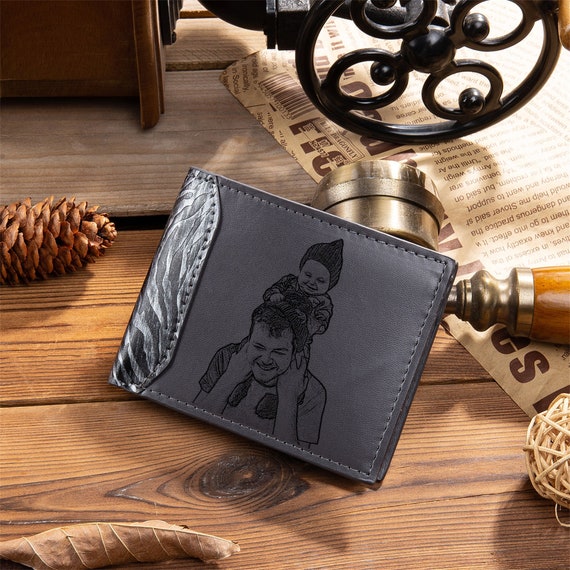 Portefeuille Homme En Cuir Personnalisable IDYD – Noir, Avec Photo/image De Ton Choix, Neuf