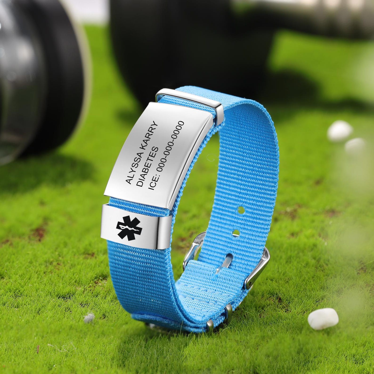 Emergency ID Nylon Bracelet for Women Custom Medical Alert Bracelet ...