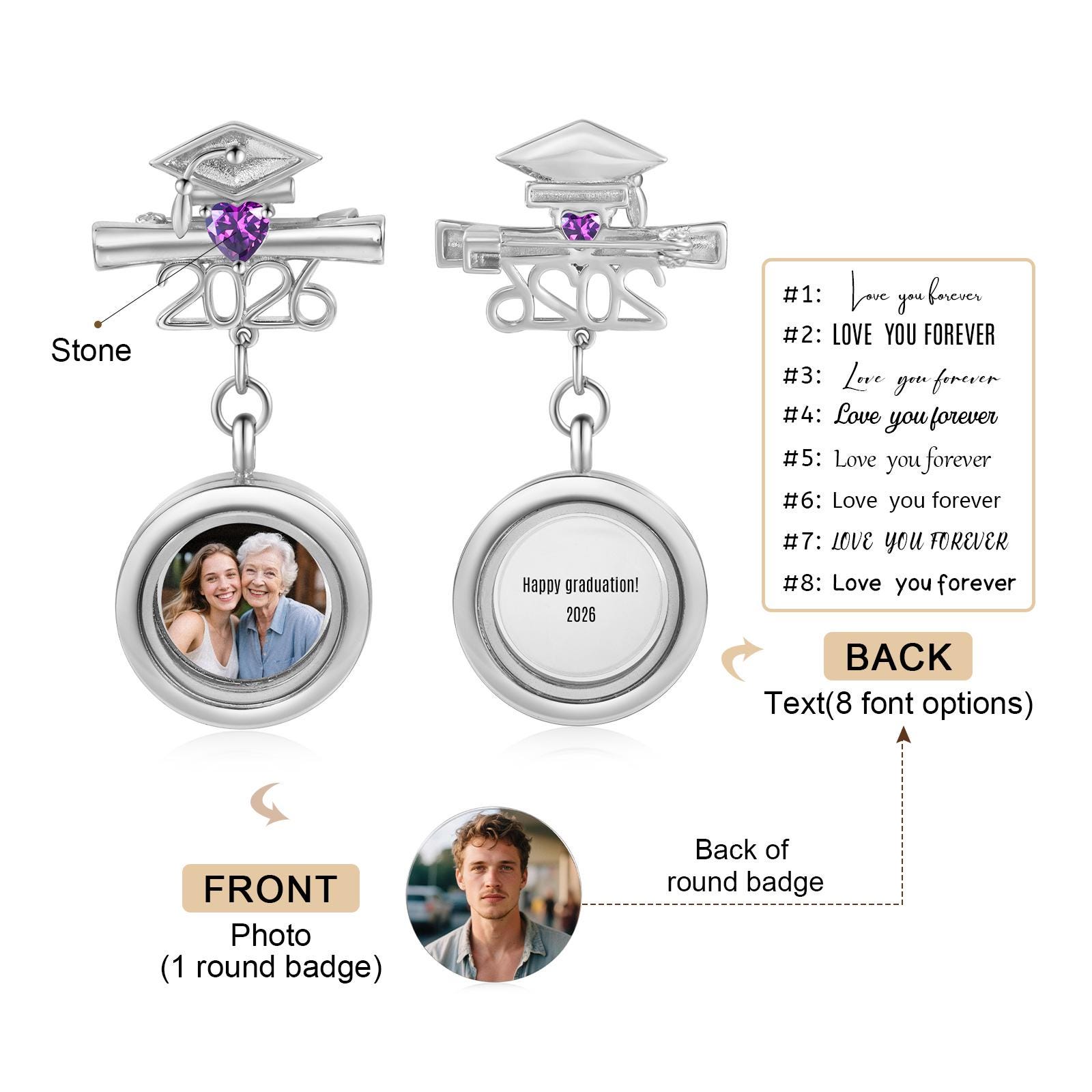 Graduation Brooches Class of 2026 Graduation Photo Pin • Walk With Me Memorial Brooch for ...