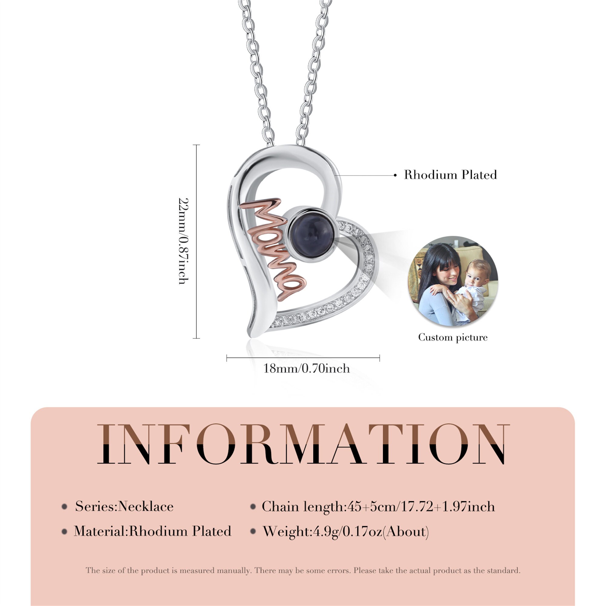 Collana con foto di proiezione di zampa in oro / argento / oro rosa, collana personalizzata con foto di coppie di animali domestici in argento sterling personalizzata - Italia