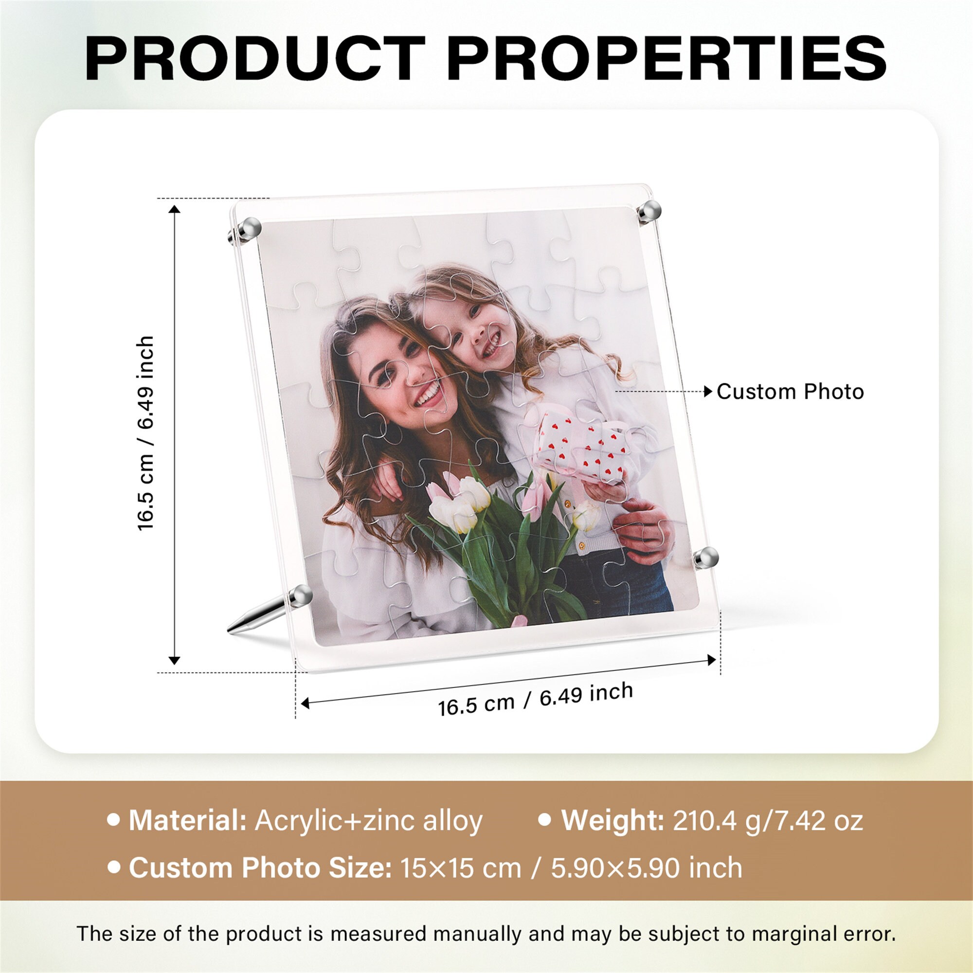 Personalized Custom Photos Jigsaw Puzzle Frame, Picture Puzzle Acrylic Frame with Stand Removable, Gifts for Him, Father&#39;s Day Gift