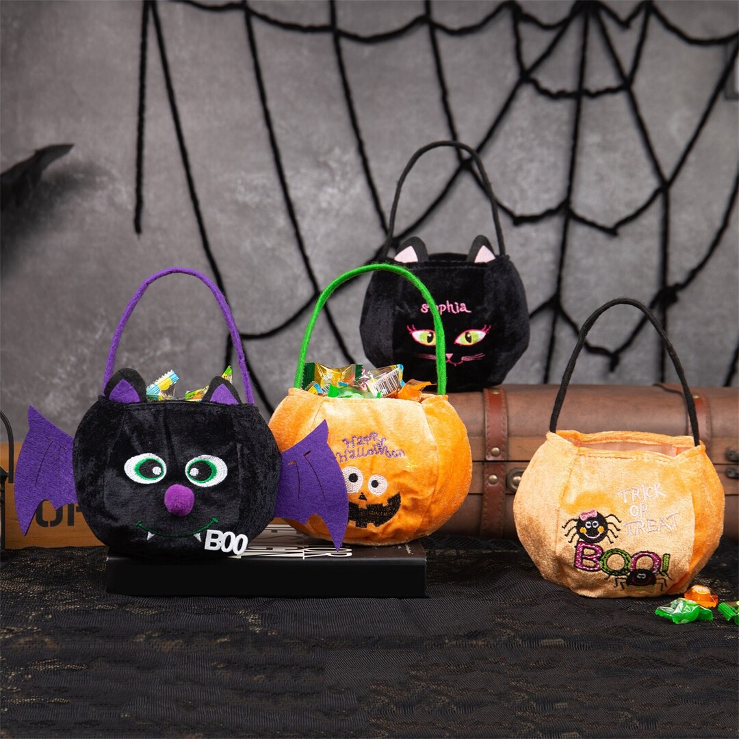 Halloween Candy Bag With Name Custom Trick or Treat Bucket Etsy