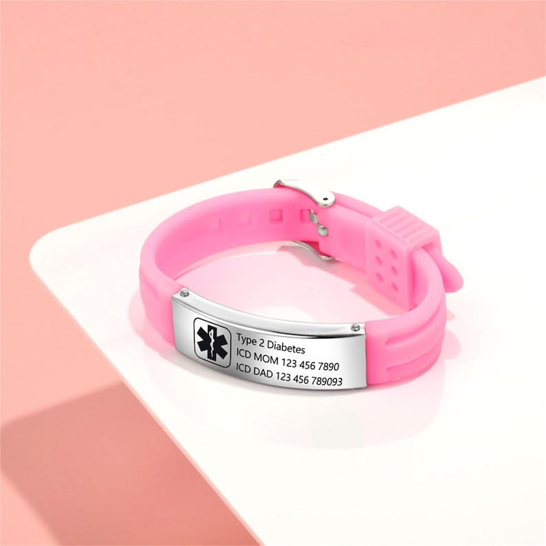 Adjustable Medical Alert Bracelets Silicone Waterproof Sport Etsy