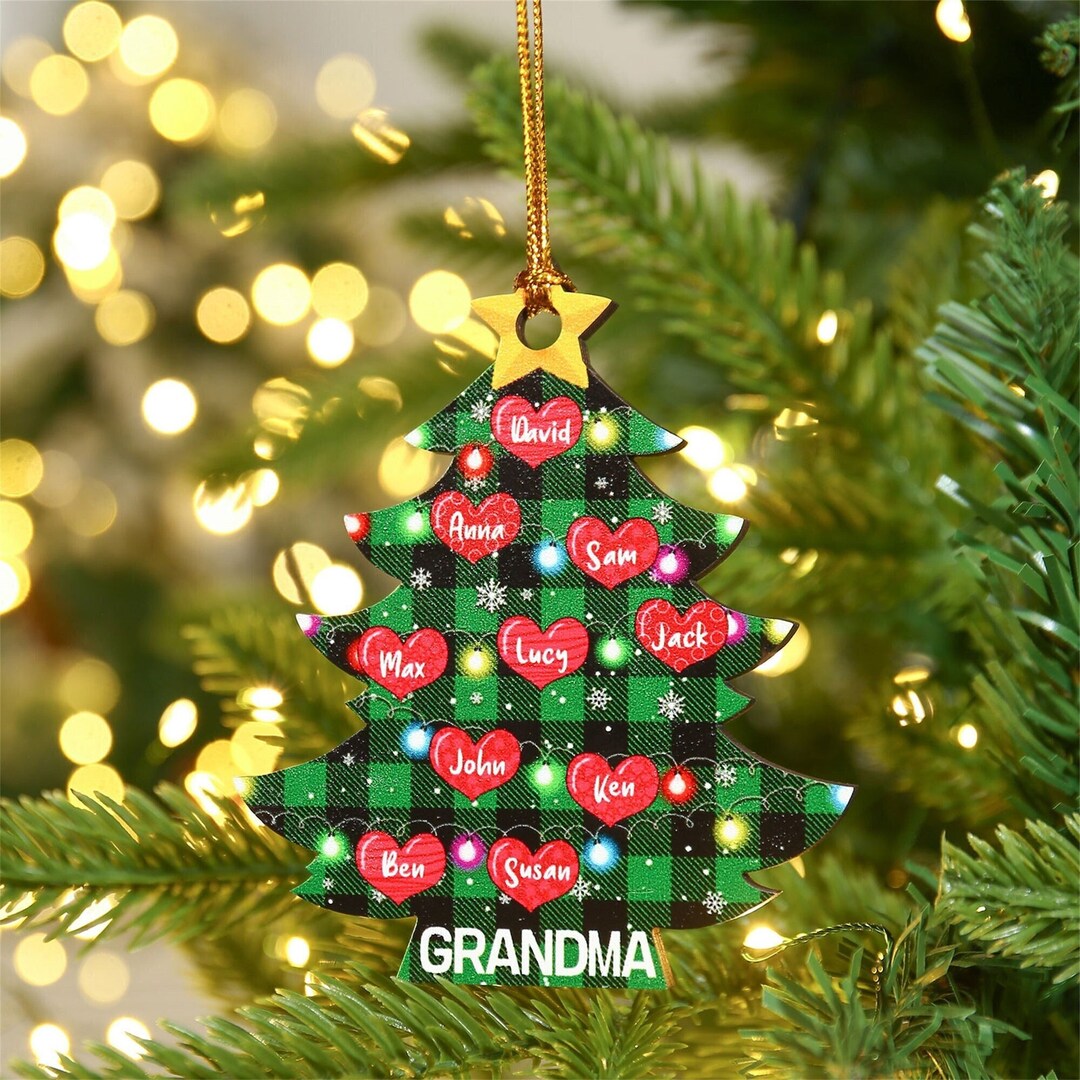 Custom 310 Names Christmas Tree Ornament for Family, Parents, Kids