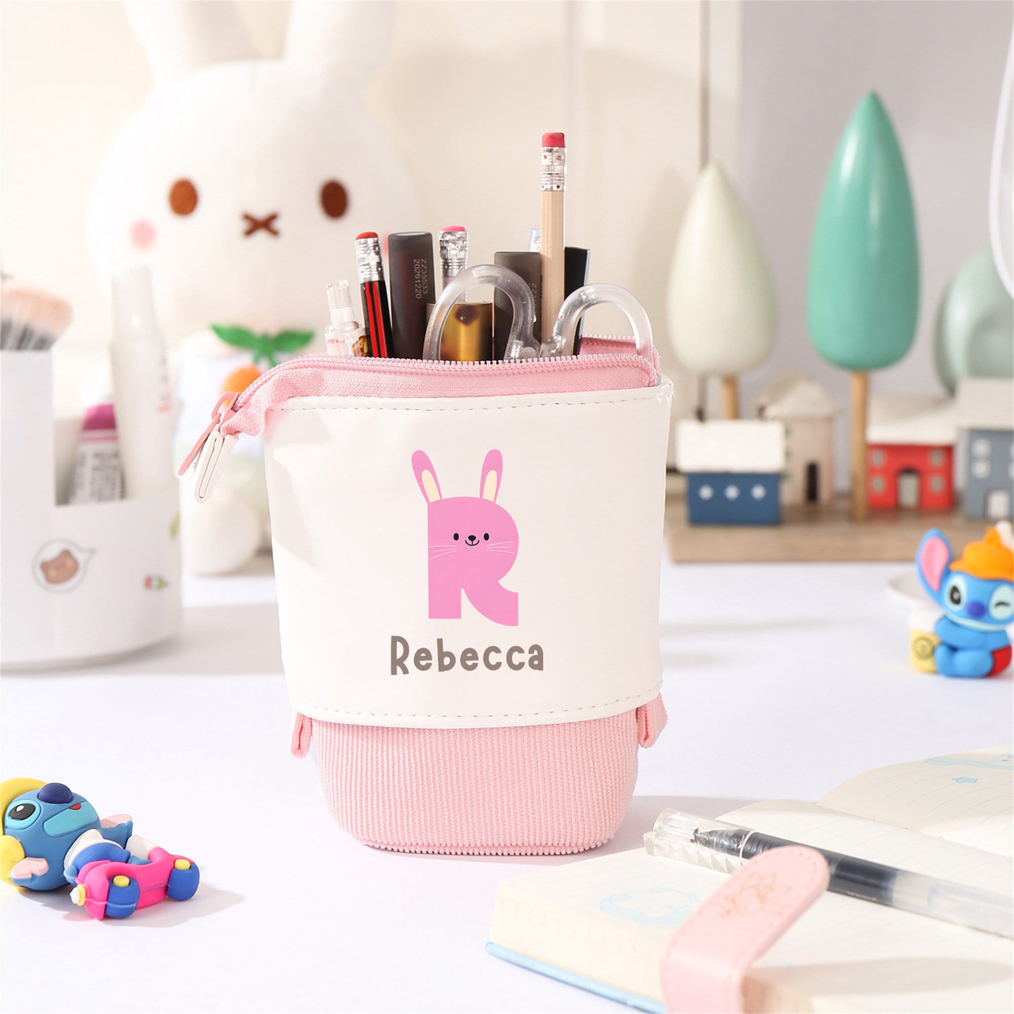 Custom Name & Initial Pencil Case Pop up Pencil Case Pen Holder Slide Down Pouch Personalized Kids Gifts Back-to-School Gift School Supplies
