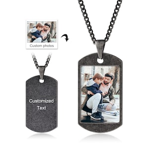 Collar personalizado con foto para hombre, colgante retro con nombre grabado personalizado y colgante con imagen para él, regalo de aniversario, regalo del Día del Padre