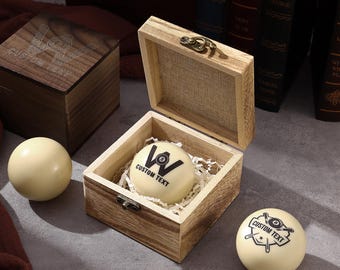 Gepersonaliseerde biljartkeu, aangepaste speelbal met geschenkdoos, gegraveerde biljartkeu met monogram, biljartkeu, cadeau voor hem