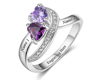 Personalized Custom Name Ring, Birthstone Ring, 925 Sterling